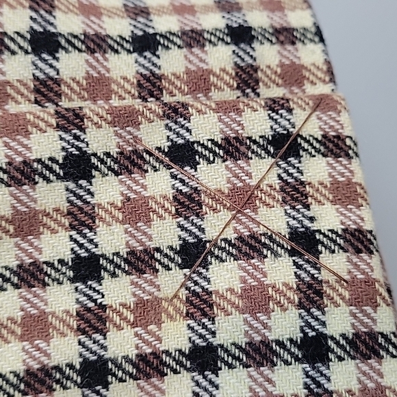 Liz Claiborne New York Tartan Brown Cream Black Wool Plaid Blazer - Picture 9 of 11